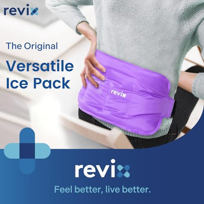 REVIX Ice Pack for Injuries Reusable Gel for Lower Back & Shoulder, Purple | 16x9in Full Coverage for Lower Back, Shoulder, Hip & Knee, Cold Compress Therapy, Hands-free Strap, Long-lasting Gel - style: Purple-Pack 1