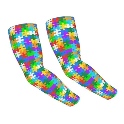 Arm Sleeves Outdoor Garden Sports Cooling Sun Sleeve for Women Men Farm - color: Autism Puzzle