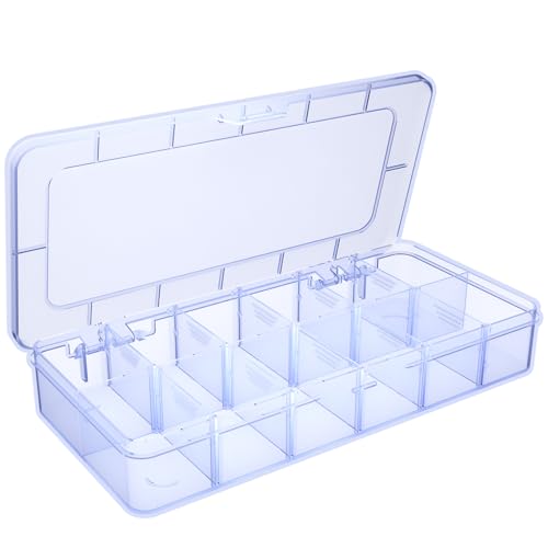 SRNYJAO Plastic Organizer Box,Clear Tackle Box Organizer Compartment | with Removable Dividers,Storage Box for Jewelry, Art DIY Crafts, Washi Tapes, Beads and Small Parts,Tool Hair Accessories - color: clear, size: 12 Grids
