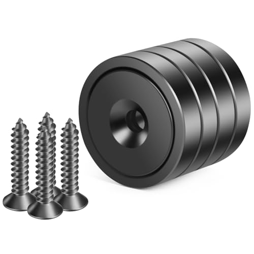 Neosmuk Black Magnets with Screws,60lbs+ Heavy Duty Rare Earth 4 Pack - color: Black, size: 60 lb