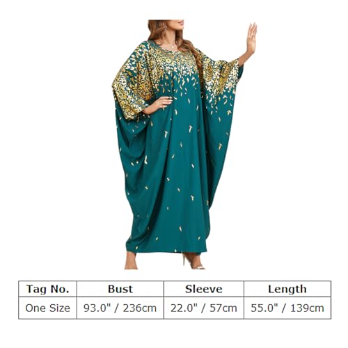 ODIZLI Muslim Abaya for Women Long Dresses Dubai Pendant Bat Sleeves Turkey African Caftan Vest - color: Blue Gold
