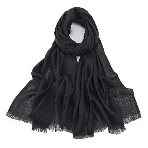 Women's Summer Scarf Lightweight And Soft Bamboo Cotton Headscarf - color: Black