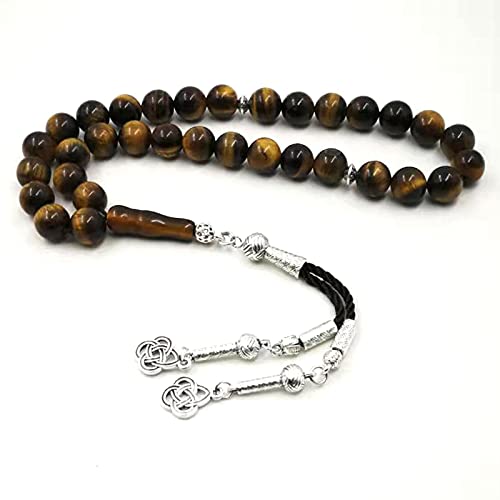 Natural Tiger Eyes tasbih Muslim Man misbaha Prayer Beads 33 66 99beads Arabic Fashion Rosary (8mm, 45 Beads) - color: 45 beads, size: 8mm