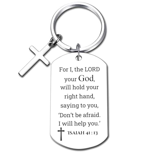 GiftYou Inspirational Scripture Metal Key Chains with Cross Pendant - Bible Verse Keychain Religious Gift for Christian - color: Isaiah 41:13