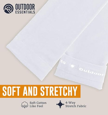 OutdoorEssentials UV Sun Sleeves for Men & Women, Cooling Arm Sleeves UPF 50+ | Golf, Tattoo Cover Up, Sun Protection - color: (3 Pairs): 3 White