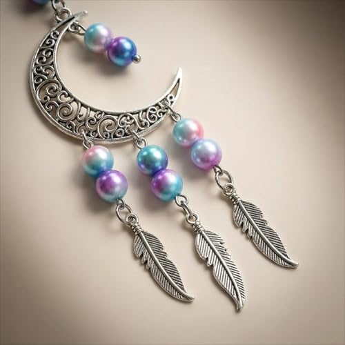Car Charm,Beautiful Moon Car Rear-View Mirror Pendant，car Mirror Hanging Accessories - color: Silver