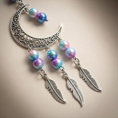 Car Charm,Beautiful Moon Car Rear-View Mirror Pendant，car Mirror Hanging Accessories - color: Silver