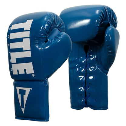 TITLE Boxing Inferno Intensity Lace Training Gloves - MMA, Kickboxing, Punching Bag, Sparring - 14, 16, 18oz - color: Blue/White, size: 14 oz