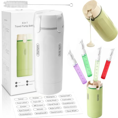 4 in 1 Travel Dispenser Bottle, Portable Leakproof Travel Dispenser Set - color: White