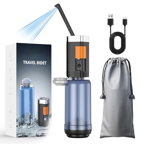 Portable Bidet for Travel, JUTIMER Rechargeable Bidet Sprayer with 400ml Bottle Capacity, Waterproof High Pressure Handheld Bidets for Women/Men, Postpartum Care, Hygiene Cleaning