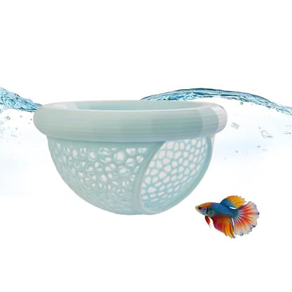Floating Betta Hammock and Shrimp Feeder, Cave and Hammock, Small Fish Feeding Ring & Resting Spot, Fish Tank Accessories (Light Blue) - color: Light Blue