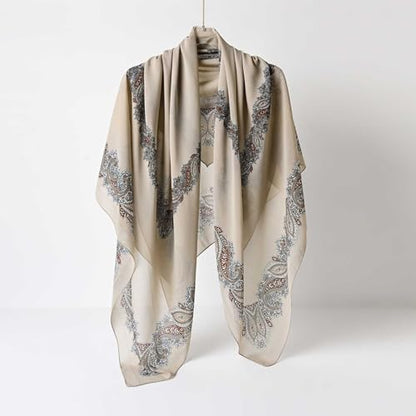 K-Elewon Large Square Scarf 51" Headscarf Chiffon Fashion Scarves Turbans Hair Wrapping Scarfs - color: D-beige