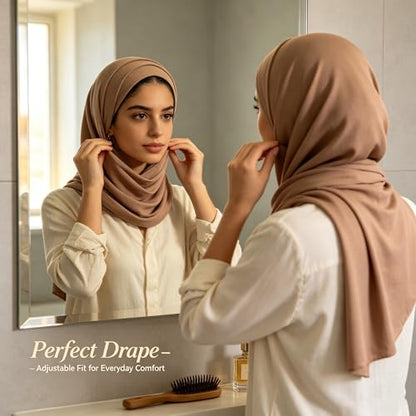 Jersey Hijab Scarf for Women,Lightweight Muslim Turban Head Scarf Modal Feel Hijab Coverings for Prayer with Clip - color: Khaki