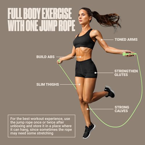 SPORTBIT Adjustable Jump Rope for Fitness and Exercise | Fitness and Exercise, Cardio, Boxing, and Weight Loss, Speed Rope, Men & Women - color: Green