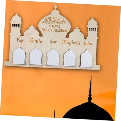 Ramadan Wall Hanging Wooden Calendar Decoration Eid Mubarak Countdown Calendar for Boy Girl Reusable Festive Home Decor for Ramadan and Eid Celebrations