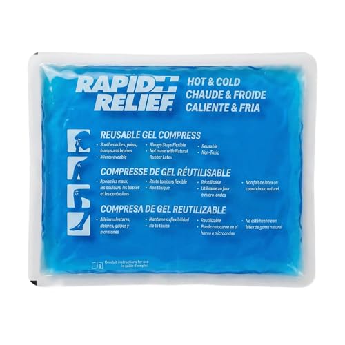 Rapid Relief Gel Ice Pack, Reusable Cold Pain Relief, Large 9x11 Inch 1 Ct | Injuries, or Heat Pack with Gel that Stays Flexible When Frozen, Cold Therapy for Knee, Elbow and Muscle Aches - size: 9 x 11 Inch