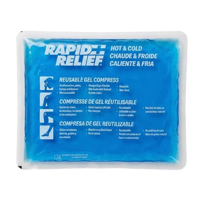 Rapid Relief Gel Ice Pack, Reusable Cold Pain Relief, Large 9x11 Inch 1 Ct | Injuries, or Heat Pack with Gel that Stays Flexible When Frozen, Cold Therapy for Knee, Elbow and Muscle Aches - size: 9 x 11 Inch