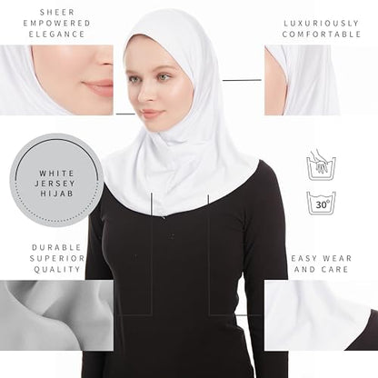 Plain Ready To Wear Amira Hijab for Women - Muslim Instant Amira Jersey Scarf – Soft Muslim One Piece Instant Hijab Headscarf - color: White