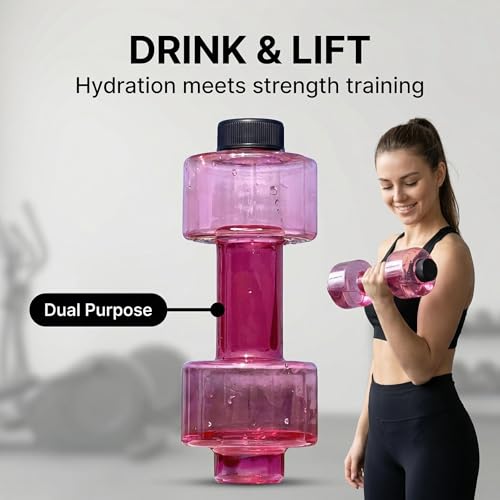 BDumbbell Shaped Sports Water Bottle Durable Plastic Gym Water Kettle For Fitness Outdoor And Daily Use - color: red