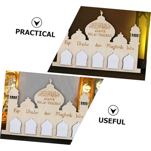 Ramadan Wall Hanging Wooden Calendar Decoration Eid Mubarak Countdown Calendar for Boy Girl Reusable Festive Home Decor for Ramadan and Eid Celebrations