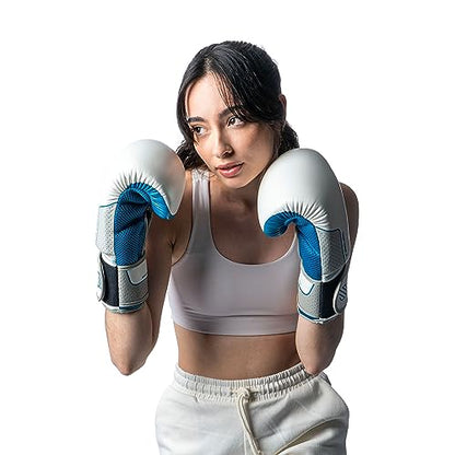 Sanabul Hyperstrike Boxing Gloves for Women, Kickboxing MMA Muay Thai Gloves, Training Sparring Punching Heavy Bag. - color: Blue/White, size: 12 oz