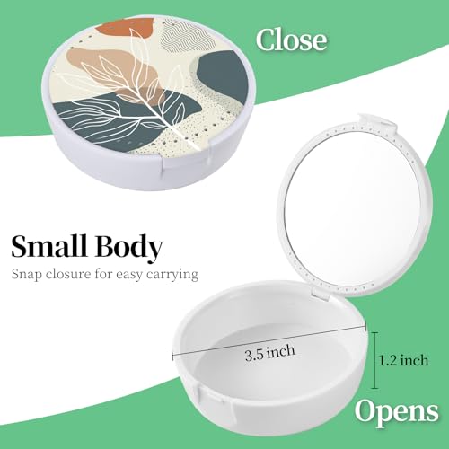 Retainer Case, Denture & Orthodontic Aligner Case With Mirror & Ventilation, Desert Leaf - color: Desert Leaf