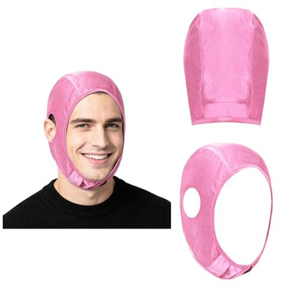Full Cover Wrestling Headgear Grappling Hair Cap with Open Ears Judo Head Protector for Party - color: Pink