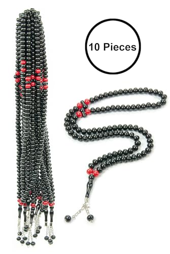 ihvan online, Tasbih Prayer Beads 99, Pack of 10, Muslim Prayer Bead, Islamic Rosary Bead, Dhikr, Tasbeeh Bulk, Misbaha, Masbaha, Tespih, Islamic Gift for Ramadan & Mawlid & Hajj Umrah - color: Black