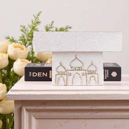 Decorative Mosque Sculpture with Gold Domes, White and Gold - color: Mosque Sculpture