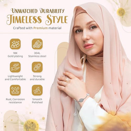 Elegant Ayatul Kursi Bracelet with Allah Pendant - Perfect Islamic Gifts Islamic Jewerly for Women: Ramadan New Year Special Arabic Bracelet - color: Silver