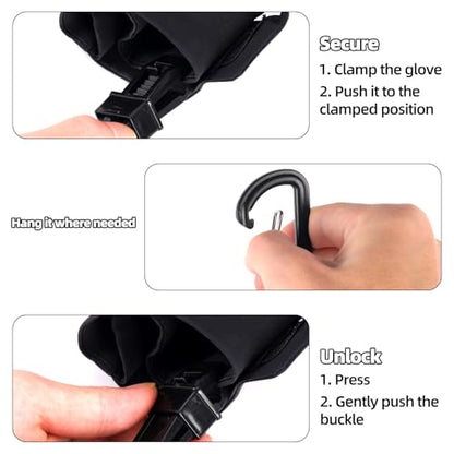 2pcs Boxing Gloves Clip with Carabiners, No-Slip Gloves Clamp Holder for Hanging MMA Muay Thai Glove on Backpack Gym Bag or Gear Bag Quick-Dry Carrying Hook for Training Equipment