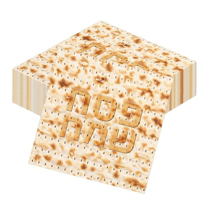 Rakuto Passover Matzo Napkins Decorations, 100PCS Happy Passover Dinner Hand Napkins Disposable Party Decorations, Pesach Napkins Decor for Jewish Festival Kitchen Table Bathroom Party Supplies - style: Passover Matzo