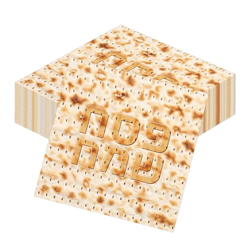 Rakuto Passover Matzo Napkins Decorations, 100PCS Happy Passover Dinner Hand Napkins Disposable Party Decorations, Pesach Napkins Decor for Jewish Festival Kitchen Table Bathroom Party Supplies - style: Passover Matzo