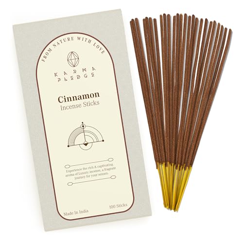 KarmaPledge Cinnamon Incense Sticks, Burn Time 45-60 Min, 100 Sticks - color: Cinnamon
