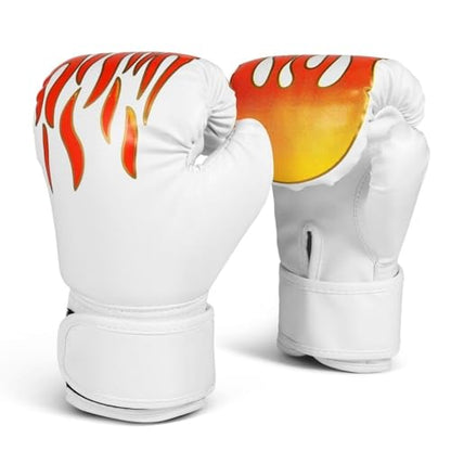 Flexzion Boxing Gloves for Kids 4oz – Training Punching Bag Mitts, Kid Boxing Gloves with Faux Leather & Wrap-Around Wrist Protection for Boys & Girls Ages 3-8 Years - color: White Blaze