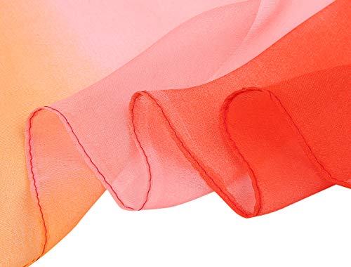 uxcell Women'sChiffon Sheer Long Scarf Silky Gradient Party - color: Red Orange Pink