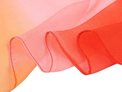 uxcell Women'sChiffon Sheer Long Scarf Silky Gradient Party - color: Red Orange Pink