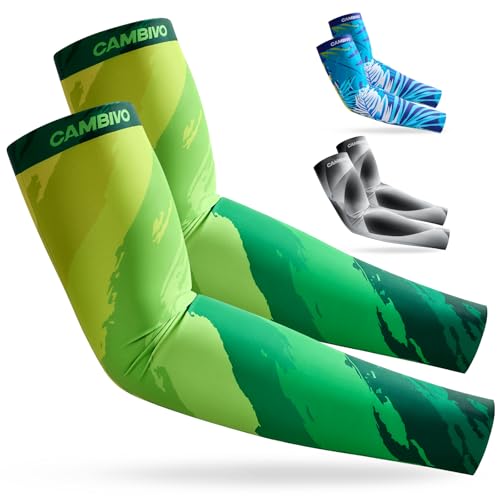 CAMBIVO Cooling Arm Sleeves for Men and Women, UPF 50+ UV Protection Sun Sleeves with 4-Way Stretch Fabric - color: Green