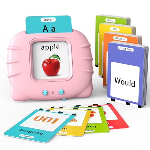 Lapare Audible Flash Cards Toys for Toddlers 2 3 4 5 6, Learn ABC Letters, Numbers 0-100,Phrases,Objects, Adjectives, and More Dolch Sight Words, 280 Cards with 560 Words/Phrases (Pink) - color: Pink, size: 560 Sight Words English + 4 songs（numbers 0-100）