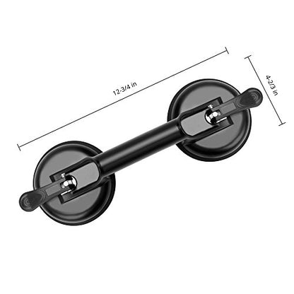 FCHO Glass Suction Cup Heavy Duty Lifter for Glass Dent Repair 2 Pack Black | Heavy Duty Aluminum Glass Suction Cup, Aluminum Handle With Hooks, For Large Glass Tile Moving, Lifting Panel Dent Fixing Rep - color: Black