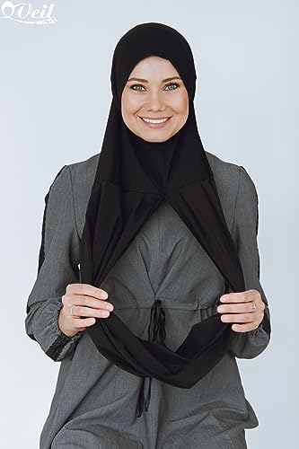 Cotton and Shiffon headscarf, instant hijab, ready to wear hijab for women - color: Black