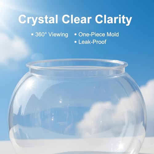 1 Gallon Plastic Fish Bowl, Shatterproof Clear Round Goldfish Betta Tank, Small Bubble Bowl Vase for Centerpiece, Candy Jar, Carnival Game & Party Drink Container - size: 19.5X19.5X18CM
