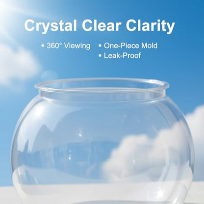 1 Gallon Plastic Fish Bowl, Shatterproof Clear Round Goldfish Betta Tank, Small Bubble Bowl Vase for Centerpiece, Candy Jar, Carnival Game & Party Drink Container - size: 19.5X19.5X18CM