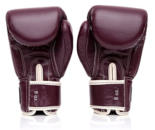 Fairtex BGV16 Leather Compact Muay Thai Boxing Gloves - color: Maroon, size: 14 oz