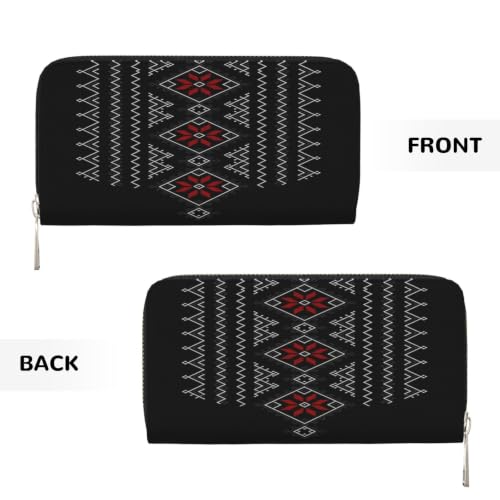 Geometric Pattern PU Leather Long Wallet for Women Men, Zipper Clutch Wallet RFID Card Holder Organizer - color: Geometric Pattern