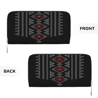 Geometric Pattern PU Leather Long Wallet for Women Men, Zipper Clutch Wallet RFID Card Holder Organizer - color: Geometric Pattern