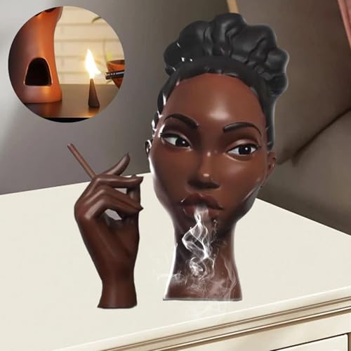 Head Incense Holder Black Women, Head Incense Burner Black Women, Solange-Headscents Incense Holder Black Women, Headscents Incense Holder for Bedroom, Livingroom, Home Decor(B) - color: B