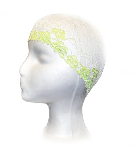 Zaffron Women's Lace Under Hijab Headband White with Light Green - color: White and Light Green
