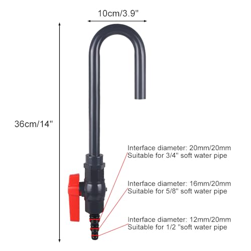 MiOYOOW Aquarium Water Changer, PVC Aquarium Water Filler Hanging Fish Tank Hook Filler with Flow Switch for 1/2“, 5/8”, 3/4” Hose