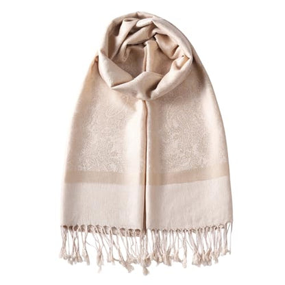 TUSHUSTY Pashmina Feel Rave Scarf Shawl Wrap for Women Men - color: Champagne